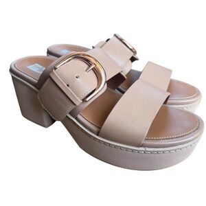 Fitflop Women's Pilar Leather Platform Crossover Sandal In Beige- Size 8